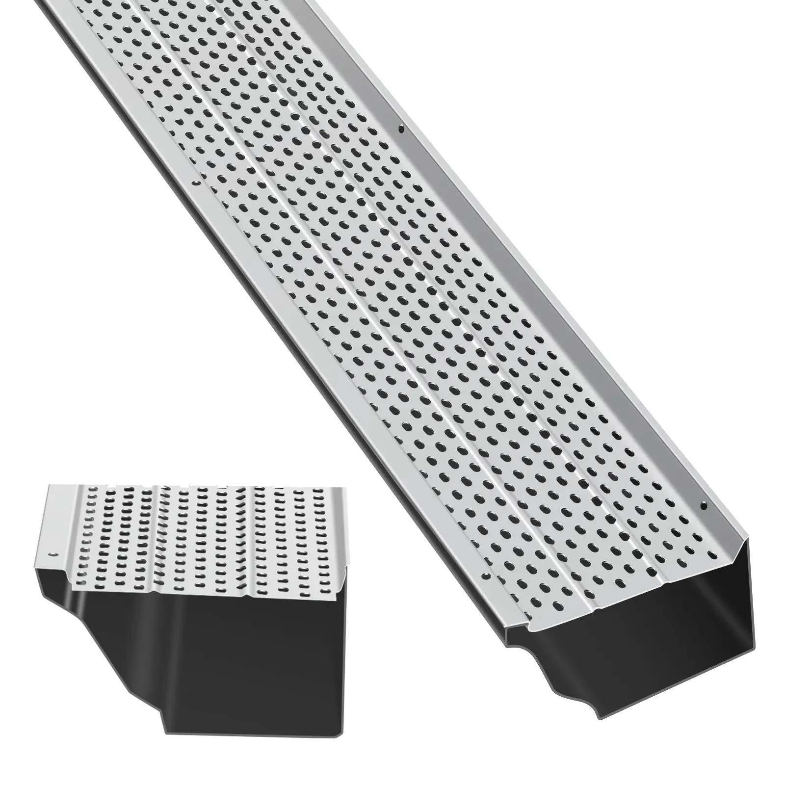 Gutter Guard - 5" Aluminum Gutter Covers for Home, 28-104 Ft Total Length, 0.157" Hole Diameter & 0.02" Thick. Includes Scissors & Gloves, Compatible with Any Roof or Gutter Style