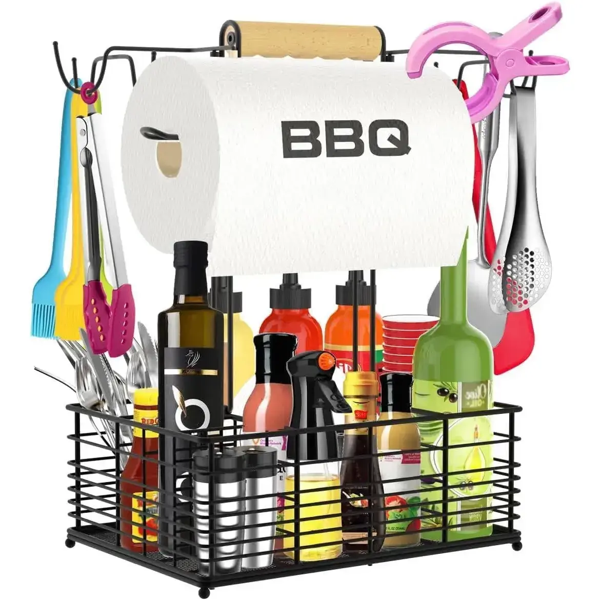 Grill Caddy, BBQ Caddy for Outdoor Grill, Camping Essentials, Camping Accessories, Outdoor Kitchen BBQ Grill Accessories for Camper, Tailgate Essentials, Grilling Gifts for Men