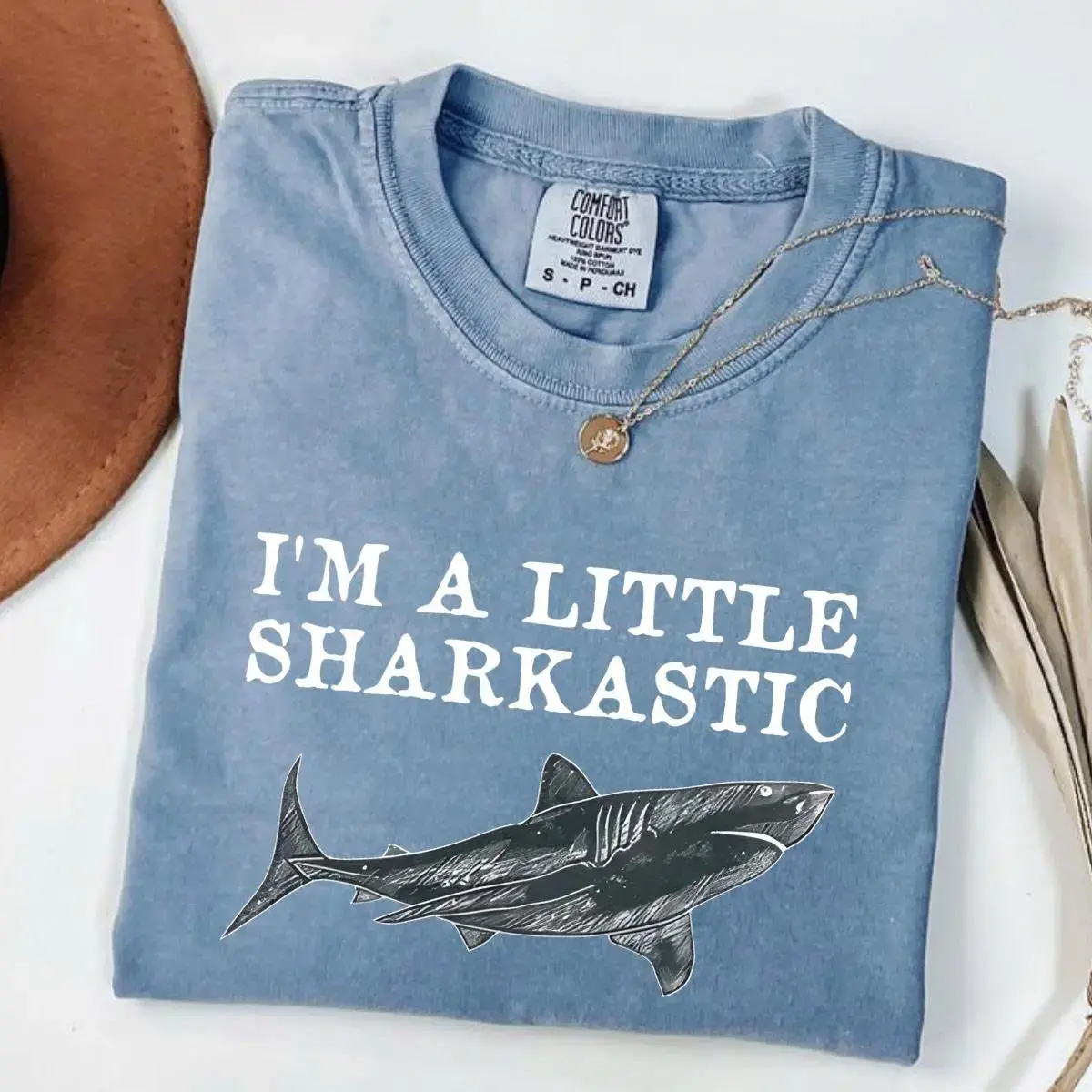 Comfort Colors Funny Shark TShirt Shark Lover Ocean Life Sea Creature T-Shirt I'm A Little Sharkastic Shark Week Tee Shark Ocean TShirt