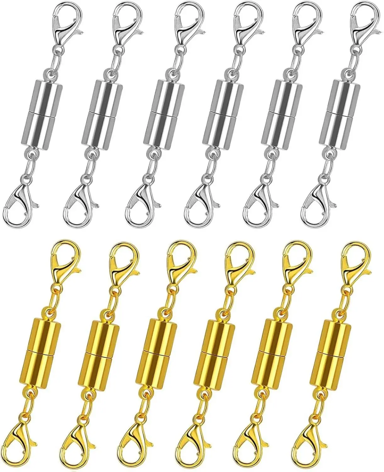 12 Pack Magnetic Necklace Clasps and Closures. Necklace Jewelry Extender with Strong Magnet. Magnetic Necklace Clasp for Jewelry Necklace Bracelet Making. Gold and Silver Plating (Regular), Jewelry Making