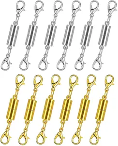 12 Pack Magnetic Necklace Clasps and Closures. Necklace Jewelry Extender with Strong Magnet. Magnetic Necklace Clasp for Jewelry Necklace Bracelet Making. Gold and Silver Plating (Regular)