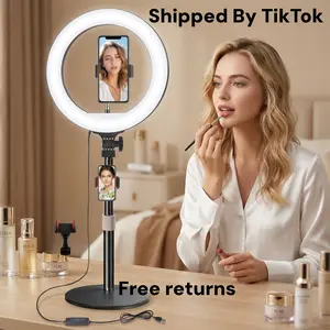 12" Desk Ring Light With Stand & Phone Holder - Adjustable Studio Light For Photography/Zoom Meetings/YouTube/TikTok/Live Streaming/March Madness/Spring Break - Content Creator Essential / International Women's Day