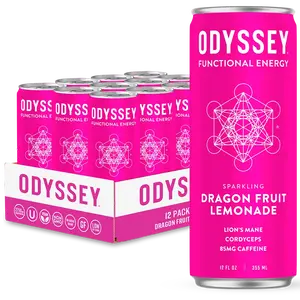 Dragon Fruit Lemonade Elixir Sparkling Energy Drink - 85mg Caffeine - 12 Pack