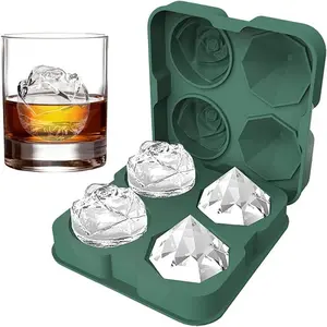 Ice Cube Tray with Funnel, Ice ball maker mold, ice ball mold, Ice Ball Trays, Ice molds for whiskey, 1 Count Rose & Diamond Shape Ice Cube Mold, Silicone Ice Ball Maker, Easy To De-mold, for Cocktails, Whiskey, Bourbon and Homemade Juice