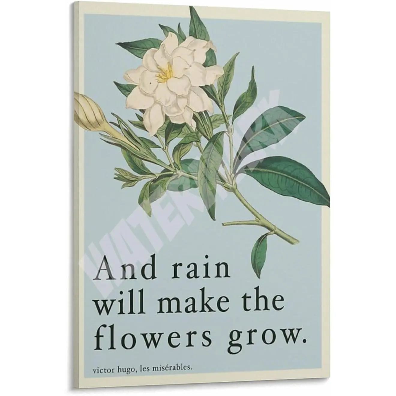 Framed Canvas Wall Art (8x12in/20x30cm Frame-Style) - Colorful Les Miserables "Rain Will Make The Flowers Grow" Flower Quote Print, Waterproof Customizable Home Supplies, Tube Pack, Living Room/Bedroom Decor Gift