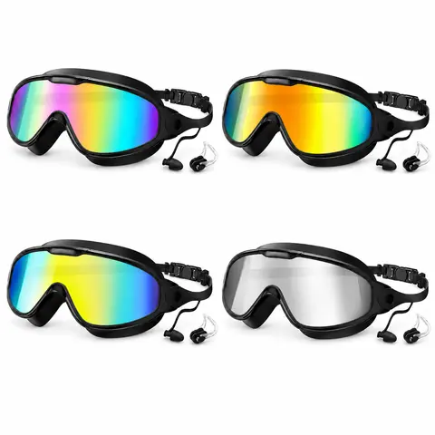 Unisex Water Goggles Set (2/4-Pack) for Adults, Pool & Ocean Leak Proof Goggles with 180° Wide View Anti-Fog UV-Protective Lenses, Silicone Frame, Comfort Fabric Strap, -1.5 Diopter Swimming Accessories