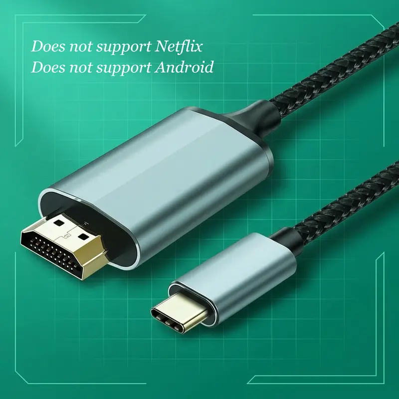Lulaven USB C to HDMI 2.0 Screen Mirroring Adapter Cable - 4K 60Hz HDR, Anti-Interference, Gold-Plated Aluminum Plugs, 6ft Type C Connector, Thunderbolt 3/4/5 Compatible, HDMI Output, DRM-Ready Playback for iPhone 15/16 Series (iOS Only)