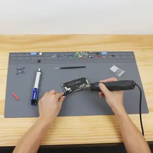 60x35cm Silicone Soldering Iron Pad High Temperature Resistant Up to 932°f Anti-Static Emi Mat for Electronics Phone Laptop Watch Repair
