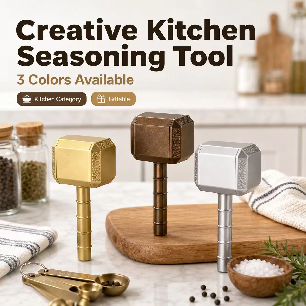 Hammer-Shaped Manual Coffee & Tea Bean Grinder, Decorative Kitchen Utensil, Birthday-Anniversary Gift for Cookware Enthusiasts