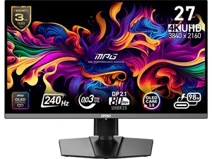 MSI 27" UHD 4K 240Hz with G-Sync Compatible 0.03ms HDR400 USB-C DCI-P3 99% Ai Navigator DP 2.1 OLED Gaming Computer Monitor with Height Adjustable, Swivel, Pivot & Tilt stand MPG 272URX QD-OLED
