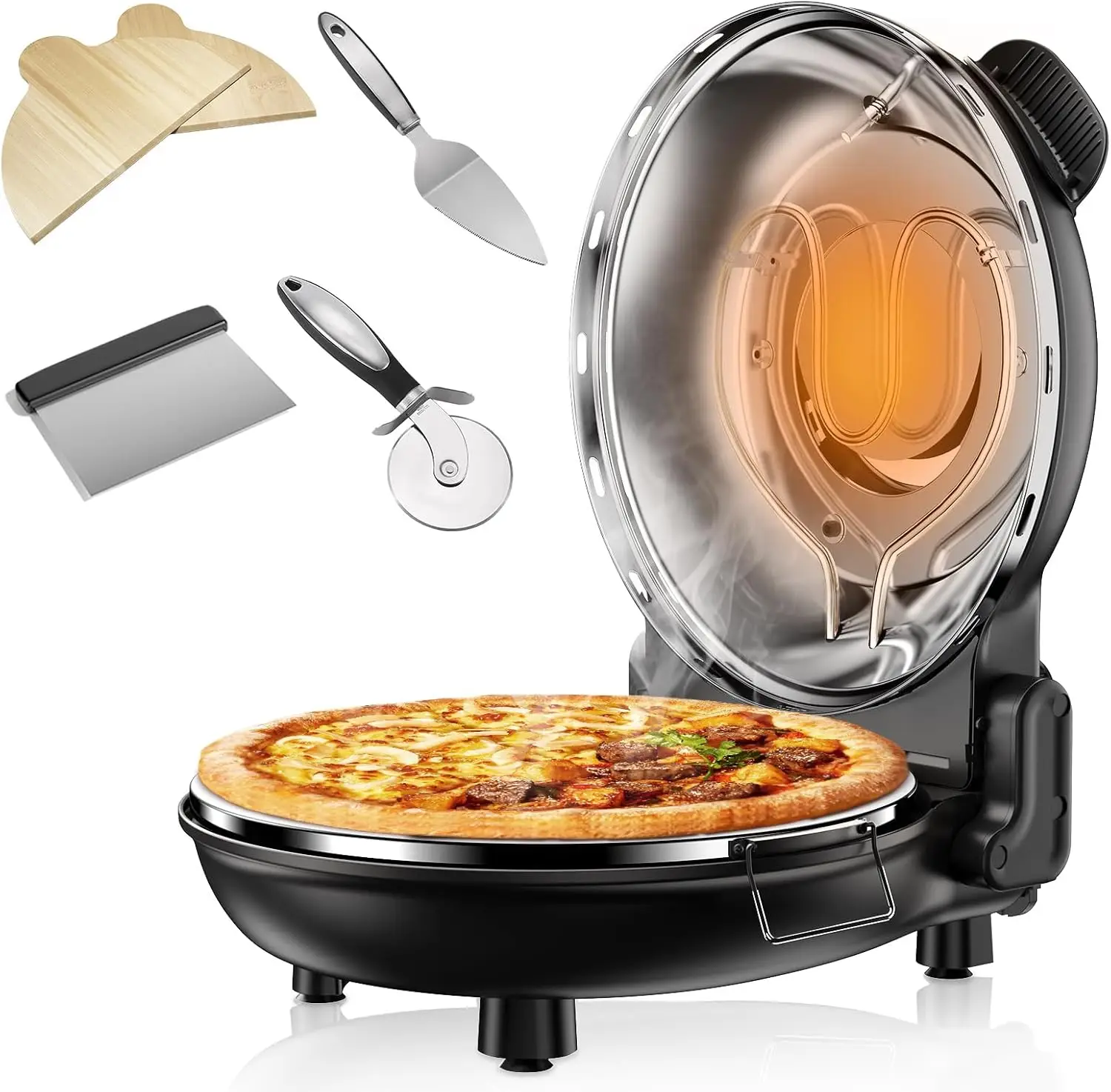【Deals For You Days-Summer Sale】Pizza maker Pizza oven Electric outdoor and indoor portable,12-Inch pizza stone , heats to 800°F