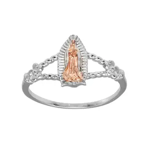 Silver Two Tone Virgen Ring