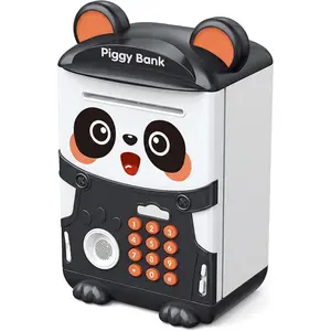 Panda Piggy Bank for Kids - Fun Electronic Money Bank with Fingerprint Access & Code Lock, Automatic Cash & Coin Safe, Best Birthday/Christmas Gift for Boys Girls 3-12