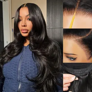 Bling Hair 13x6 Body Wave Lace Front Wigs Human Hair 180 Density HD Transparent Lace Frontal Wigs Human Hair Elastic Drawstring Glueless Wigs Human Hair Wig For Black Women