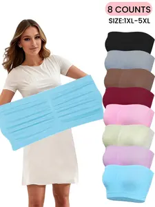 【Plus Size】Women‘s Solid Color Bandeau Bra, Casual Comfortable Breathable Top for Daily Wear, Strapless Bra,Match any Colthing,No Padding Vest for Sleep&Home,Women's Plus Size Lingerie for All Seasons