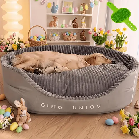 BFPETHOME Cool Plush Fabric Dog Couch Bed - Moire Pattern, Non-Slip Bottom Pad, Machine Washable, Chew-Resistant, Dirt-Proof, Thick, Joint Relief, All-Season Indoor Bed for XXL Large Dogs