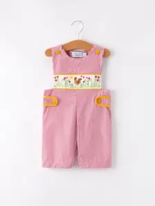 Autumn Rooster Smock Embroidered Boys Romper