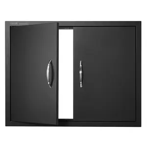 VEVOR BBQ Access Door, 31W x 24H Inch Double Outdoor Kitchen Door, Cold Plate Flush Mount Door, Wall Vertical Door with Handles, for BBQ Island, Grilling Station, Outside Cabinet