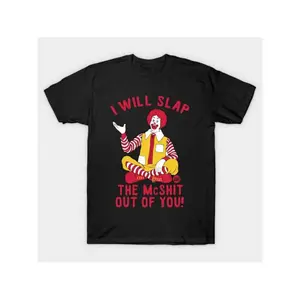 【S-5XL】Summer t Shirts mens i will slap the mcshit you funny graphic t shirt 100 cotton soft crew neck tee black with red yellow humorous short sleeve shirt for summer outdoor activities sizes s 3xl tee shirts durable fabric shirt vibrant black -1 A79
