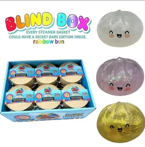Glitter Dumpling Squishy: Soft TPR Stress Relief Toy with Anime Design, in Lovely Steamer Box - Great Valentine's & Easter Gift for Kids