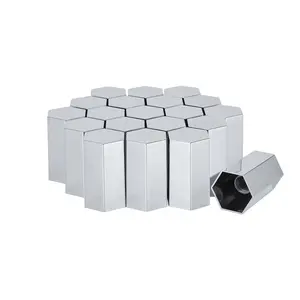 Rhomboid Thread-On Lug Nut Covers 33mm x 3 1/2", Chrome ABS Plastic, Hub Piloted Wheel Fit, Complete Axle Set for Semi-Trucks and Trailers