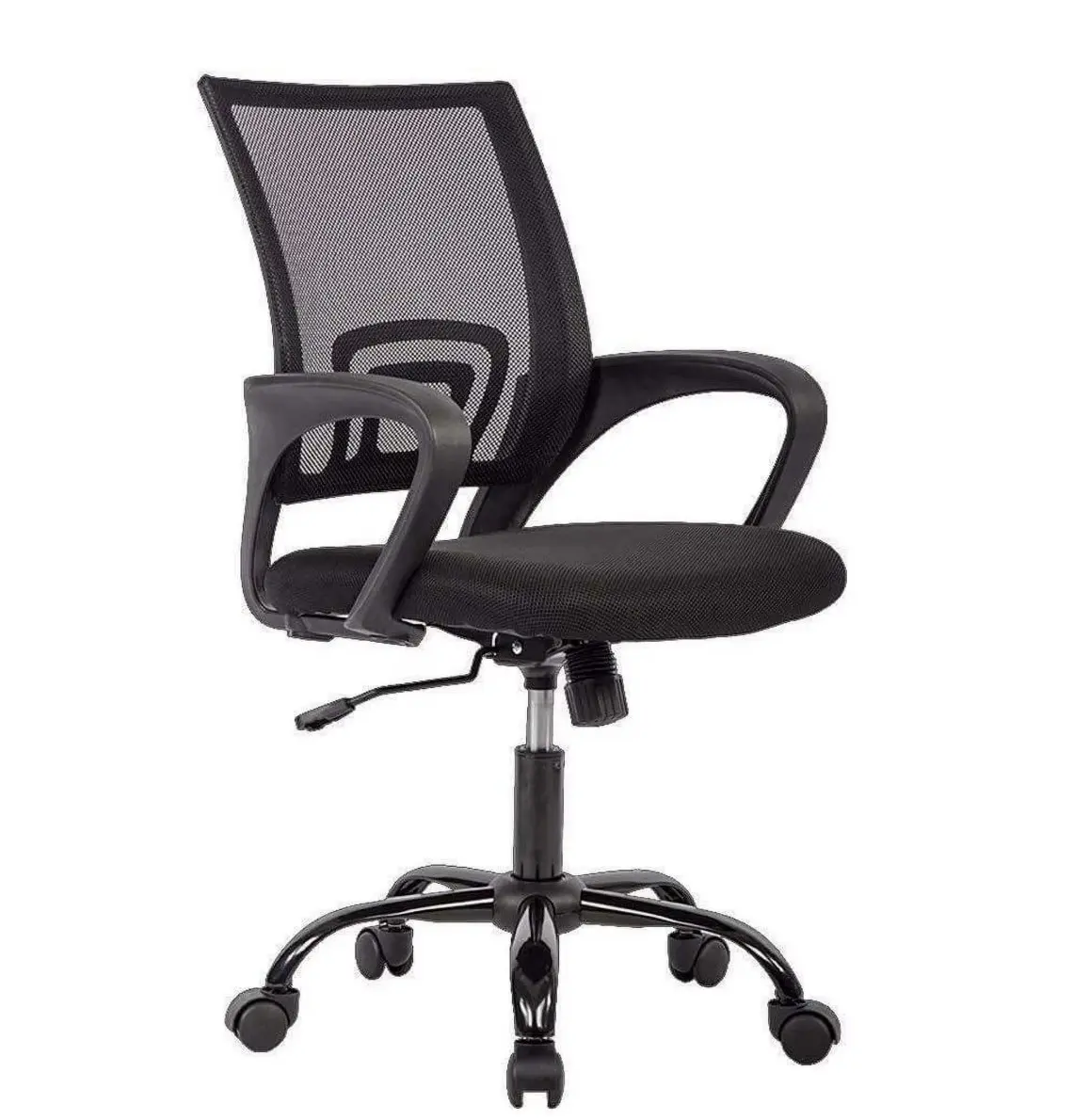Ergonomic Home Office Chair, Adjustable Lumbar Support and Height, with Arms, Black