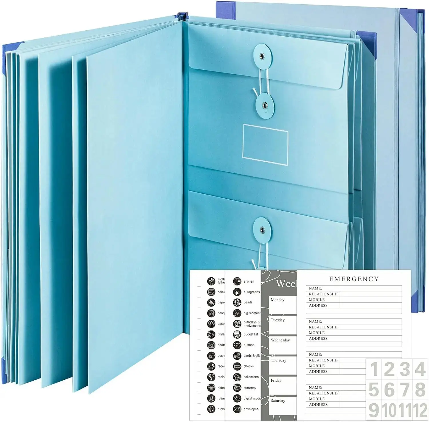 Multi-Pocket Accordion File Folder,Manila Document Organizer with Pockets,Expandable File Holder for Passports,Birth Certificates, Bills,Paperwork,Home,Office & School Organization