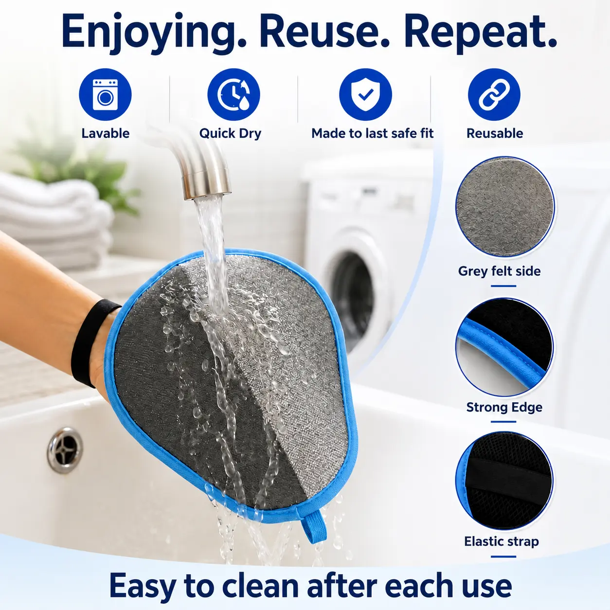 Cirlyce Pet Hair Remover Glove for Cats & Dogs, Reusable Electrostatic Lint Remover Mitt for Furniture, Couch, Carpet & Clothes