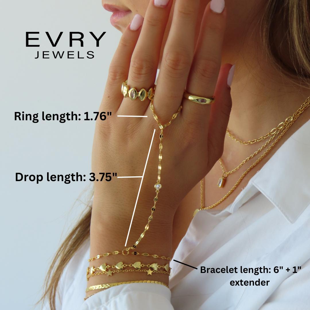 EVRY JEWELS Gold or Silver Plated Women's Hypoallergenic Grace Hand Chain