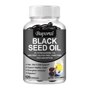 Buporai - Black Seed Oil Capsules, Strong Cold Pressed, Black Seed Oil 1000 mg - Hair, Skin & Nail Support, Supports Healthy Joints - 120 Capsules
