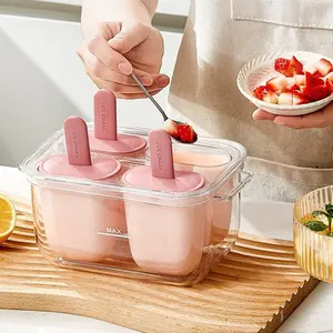 Home Ice Cream Mold, Kitchen Utensils, Dual-Layer Food-Grade Ice Tray DIY Ice Maker, with Lid Handle, Perfect for Homemade Treats