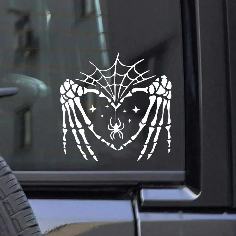 Spider & Skull Hand Pattern Car Sticker, Car Exterior Decorative Sticker, Skull Stickers, Sticker Decals, Automotive Decals, Car Exterior Decoration Accessories, Vehicle Exterior Decoration for Car, Motorcycle, Decal for Cars