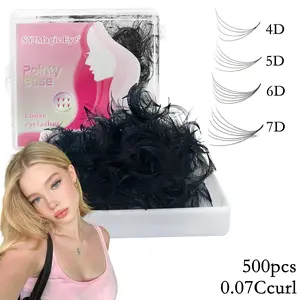 500 Fans Premade Fans Eyelash Extensions,4D-5D-6D-7D, 0.07mm Thickness, Natural & Volume,8-15mm / Mixed Length, C / D Curl, Loose Fans, Easy to carry, Travel, Daily Commute, Evening Party