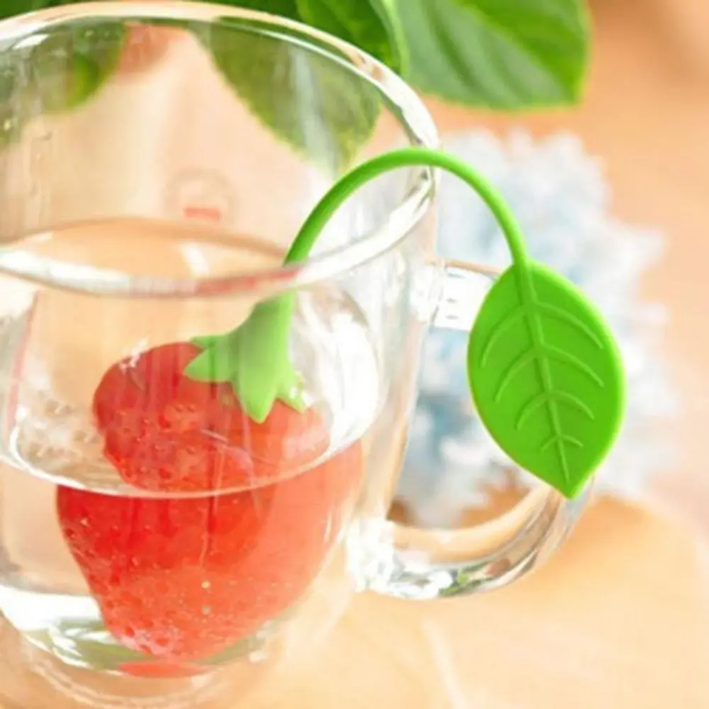 Strawberry Shape Tea Filter, Tea Infuser, Creative Leaf & Herbal Spice Diffuser, Easy-To-Use Handle, Bar & Kitchen Accessories