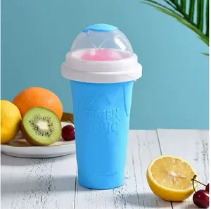 Smoothies Squeeze Cup Quick Frozen Slushy Maker Cup Durable Silicone Ice Cube Maker with Lid for Winter Ice Cream Juice Milk