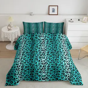 Feelyou Safari Animal Fur Print Bedding Set - Leopard Pattern Blanket, Cheetah Stripes Comforter, Wildlife Duvet Set for Kids Teens