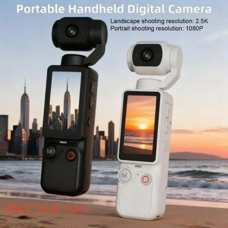 Portable Vlogging Camera 180 Flip Lens and Screen Compact Mini Camera with Ring Light Memory Card Tripod for Selfies Travel Everyday Video Recording Must Have Gift