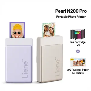 Liene Pearl N200 Pro Portable Photo Printer, Instant Mini Picture Printer for iPhone Smartphone, Thermal Dye Sublimation, Bluetooth Sticker Printer 50 Sheets 2x3 Adhesive Paper & 5 Cartridges, Giftideas, outdoor fun, SummerVibes, pet lovers, Mother's Day