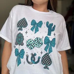 Teal Collage Graphic Top