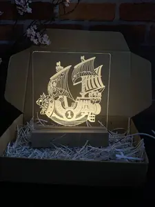 Thousand Sunny Ship Acrylic Plaque With Wood Stand - One Piece Anime