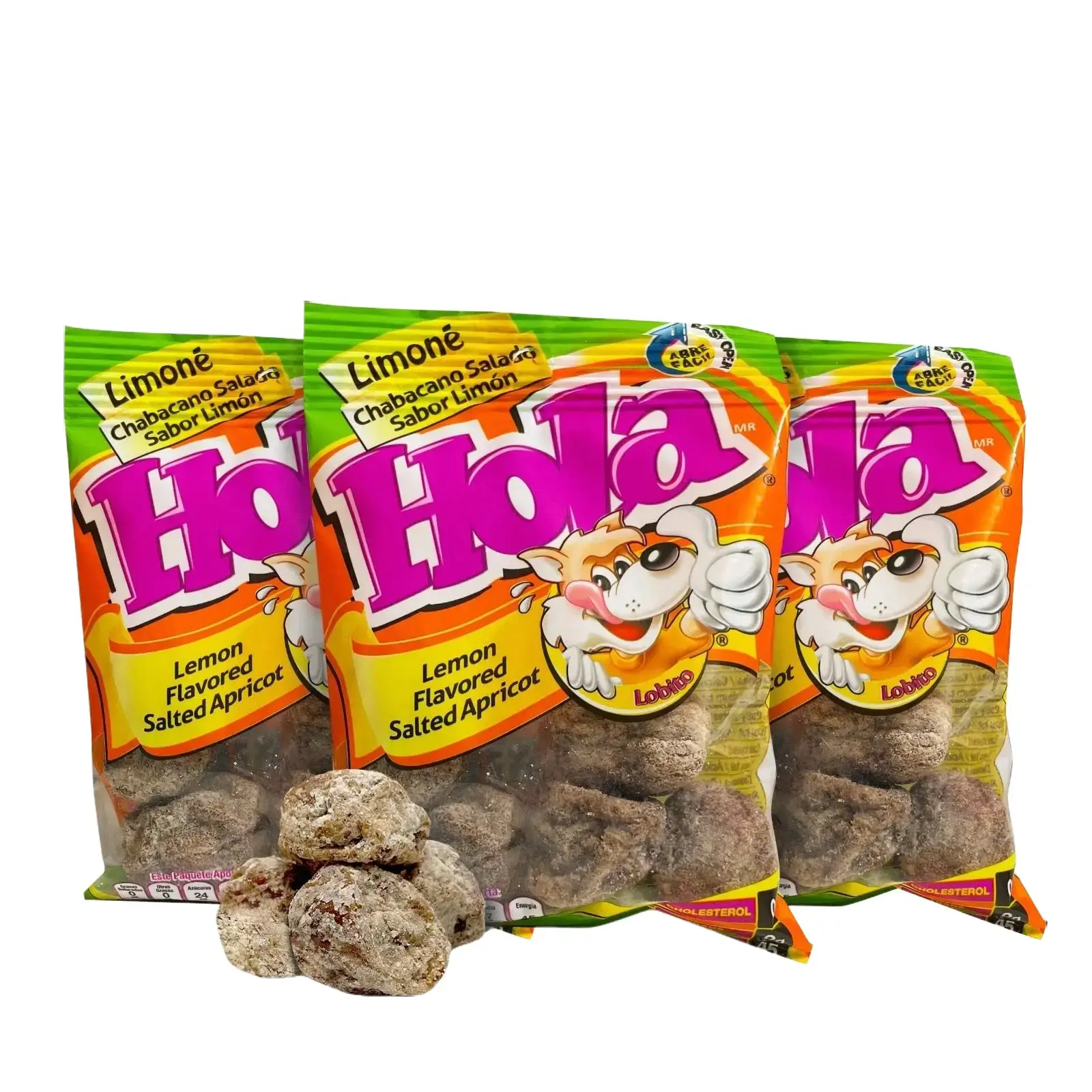 Hola Saladitos Salted Apricot Pack of 3, 1oz each, Salty Dried Mexican Candy, Dulces Mexicanos, Chacabano Salado
