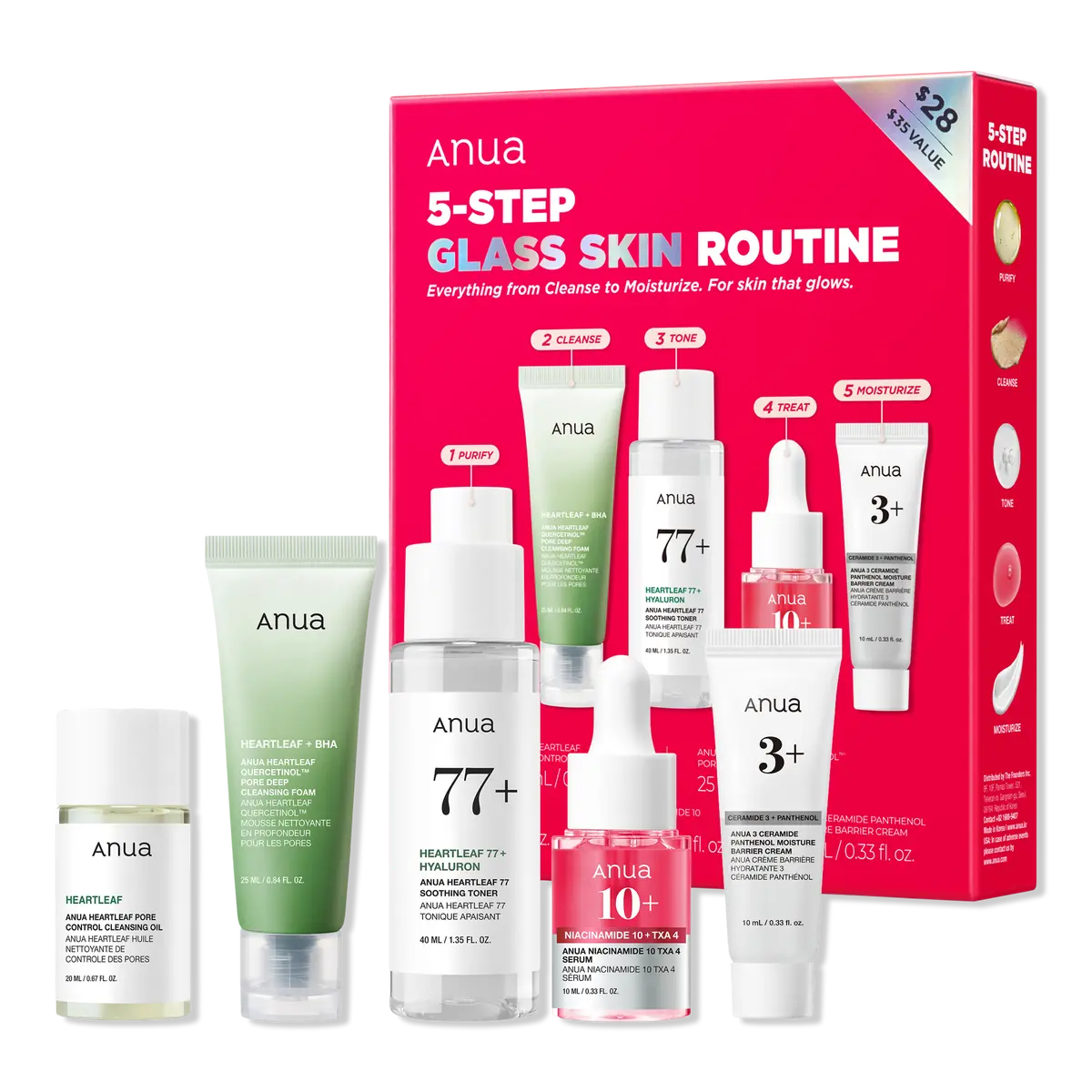 ANUA Anua 5-Step Glass Skin Routine Set ($48 Value)