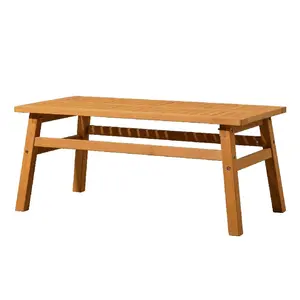 CalidoCasa Outdoor Cedar Wood Coffee Table, 42" Farmhouse Patio Side Table, Weather-Resistant Slatted Accent Table for Garden, Deck, Poolside, Living Room—Durable Rustic Table for Families & Outdoor Lovers