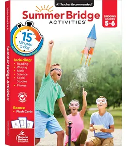 Summer Bridge Activities 5th to 6th Grade Workbooks All Subjects, Activity Book With Math, Reading Comprehension, Science, Fitness, Social Studies, Writing Practice, and Flash Cards - Paperback