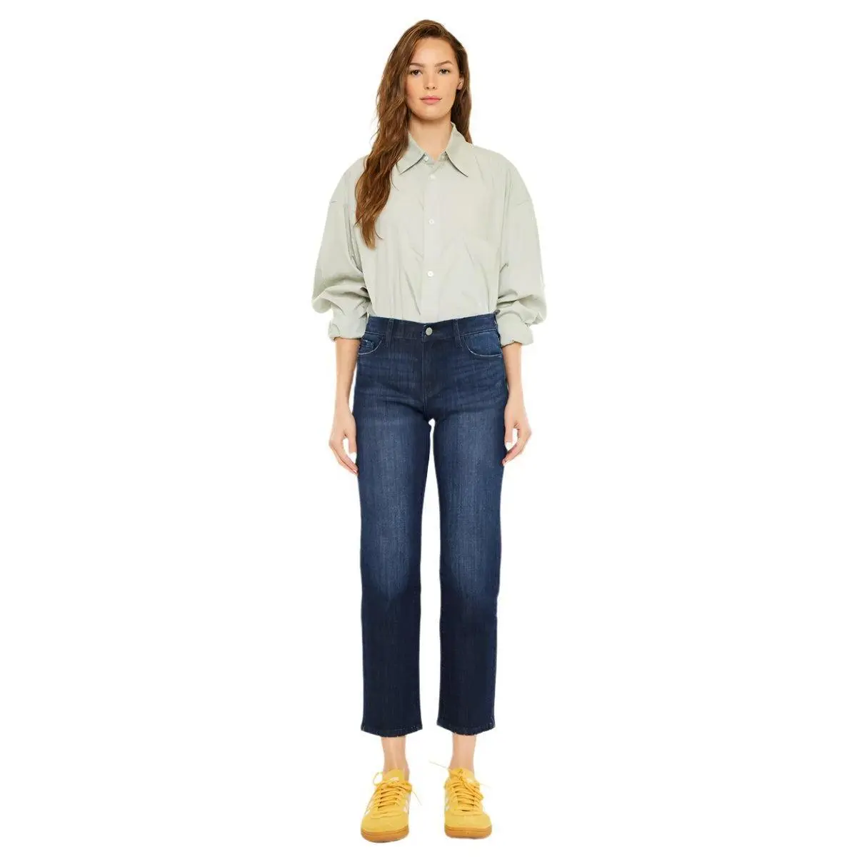 Kancan - Delvey Mid-Rise Boyfriend Jeans (27" Inseam) - KC20080D, Denim, Spandex, Fabric, Soft, Fit, Style, Lady, Bottom, Button, Casual, Cropped