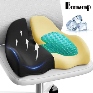 Benazcap Non-Slip Gel Seat Cushion for Office Chair, Ergonomic Gel & Memory Foam Coccyx Pillow for Sciatica & Back Relief, Ideal Gift for Family & Friends