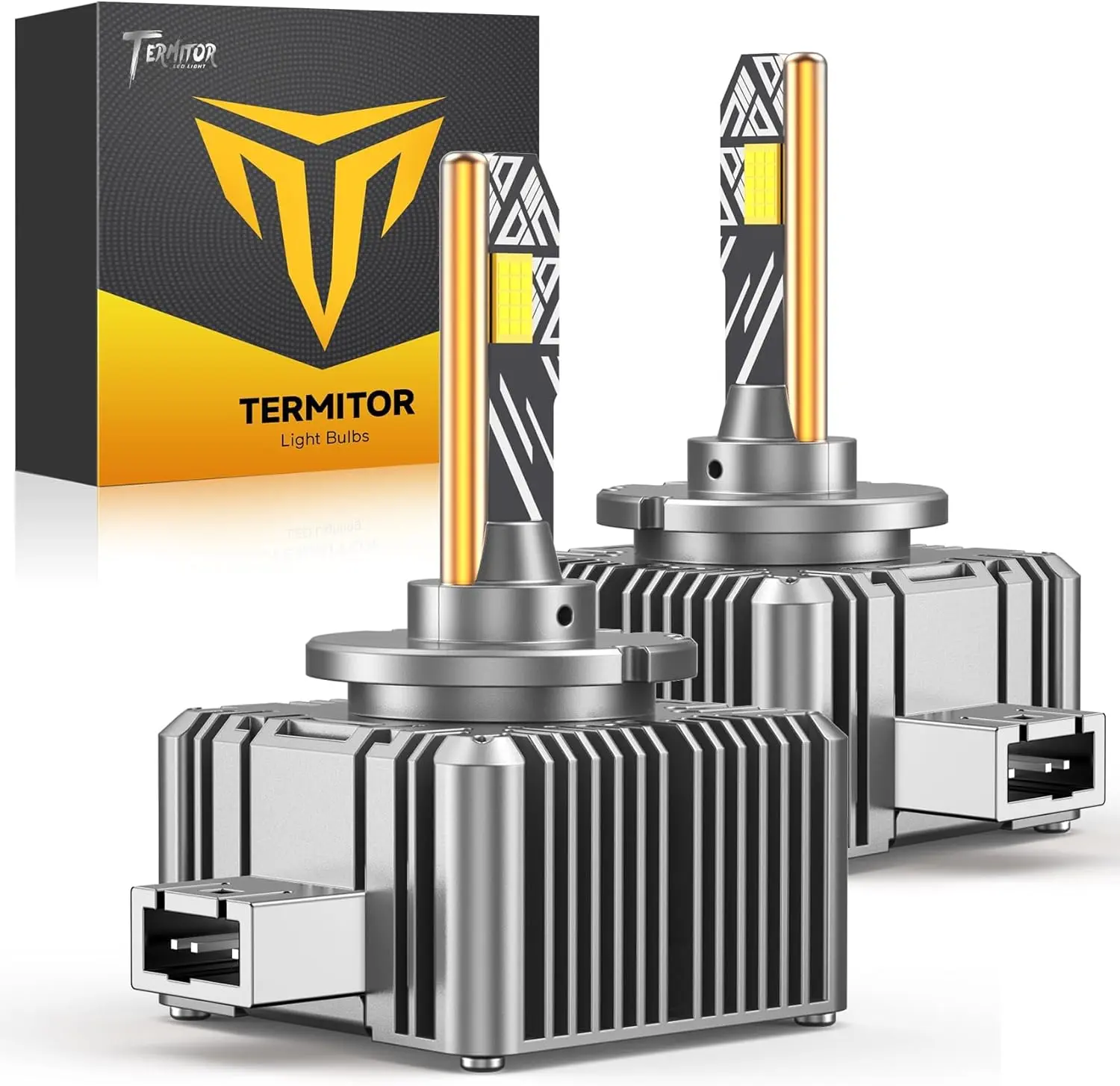 Termitor D3S Light Bulbs, 70,000LM Brightness Output, 6500K Pure Cool White, IP68 Waterproof, 1:1 OEM Fit 66340 42403 42302 HID Fog Light Bulbs, 3-Minute Setup, 10-Year Lifespan, Pack of 2