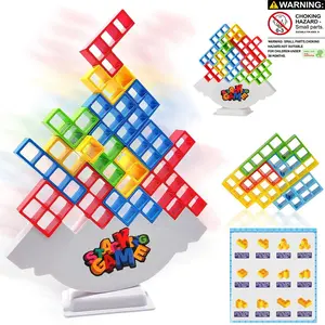 Balance Stacking Blocks Game - STEM Educational Building Toys for Kids, Adults & Family Game Night, Interactive Board Games for Parties, Travel & Team Building, Random Colors