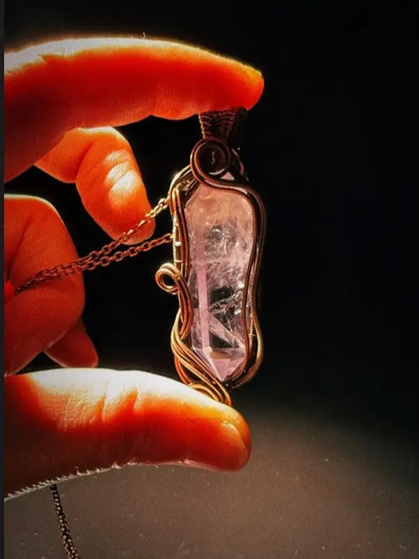 A necklace handwoven from copper wire.OOAK Copper Wire Wrap Necklace – Handcrafted Metal Art Pendant, Wearable Sculpture, Unique Gift, Hand Crafted Necklaces, Artistic Necklaces