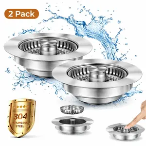 CityDry All-Metal 3-in-1 Stainless Steel Kitchen Sink Drain Strainer and Stopper Combo, Upgraded Anti-Clog Basket Strainer with Handle, Fits US Standard 3-1/2 Inch Drains, Strainer Drain Protectors, Modern Drain Protectors dealsforyou